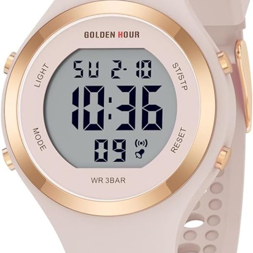 GOLDEN HOUR Waterproof Sport Women’s Digital Chronograph Silicone Strap Watch Review