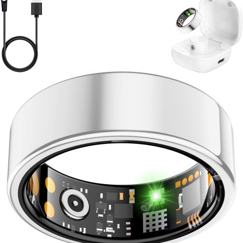 Smart Health Ring for Women Men, Fitness Tracker Ring with Heart Rate, Blood Oxygen, Sleep Tracker, Step Tracker, No Subscription Fee, IP68 Waterproof Smart Ring for iPhone & Android (Silver, 11#)