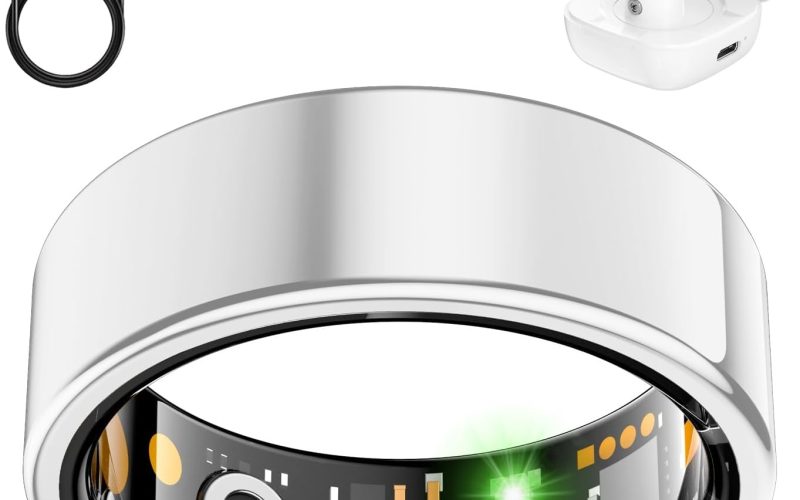 Smart Health Ring for Women Men, Fitness Tracker Ring with Heart Rate, Blood Oxygen, Sleep Tracker, Step Tracker, No Subscription Fee, IP68 Waterproof Smart Ring for iPhone & Android (Silver, 11#)